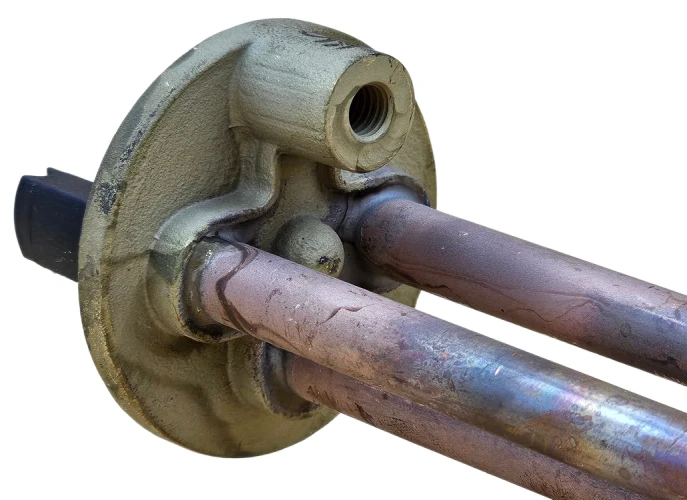 Тен для бойлера 1500 Вт (мідний, фланець Ø48 мм, під анод M6, короткі контакти) Kawai