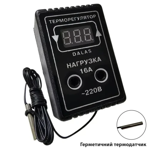 Терморегулятор з герметичним термодатчиком Dalas TRR-GD-16A 3,5 кВт в розетку
