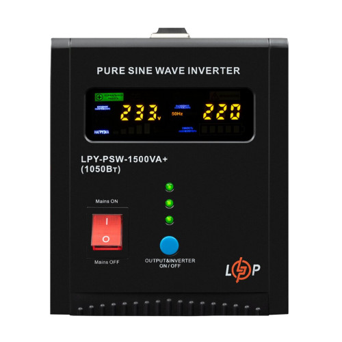 ДБЖ LogicPower LPY-PSW-1500VA+ (1050 Вт) 24В 10/15A, правильна синусоїда