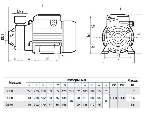 Поверхневий насос NPO QB60 (вихровий, 0.37 кВт)
