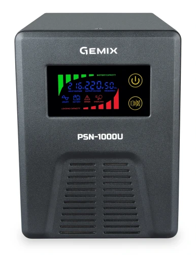 ДБЖ Gemix PSN-1000U (600 Вт) 12В 7/9/13A, правильна синусоїда