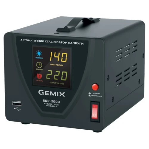 Стабілізатор напруги Gemix SDR-2000 (1400 Вт, USB)