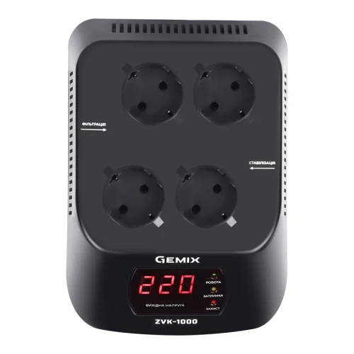 Стабілізатор напруги Gemix ZVK-1000 (700 Вт, USB)