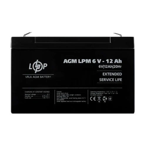 Акумулятор AGM LogicPower LPM 6V 12 Ah